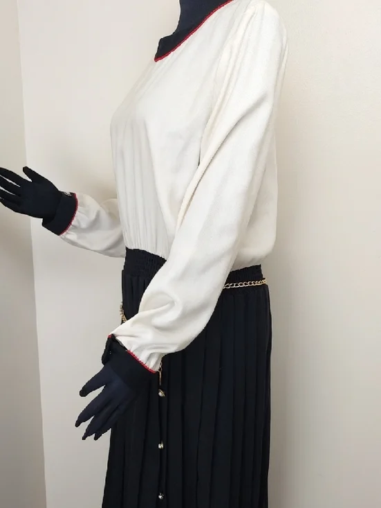 Jeffrey Dara Linda Hutley Vtg 70s/80s Two-Tone Maxi Dress Coin Belt 13/14 - Picture 3 of 15